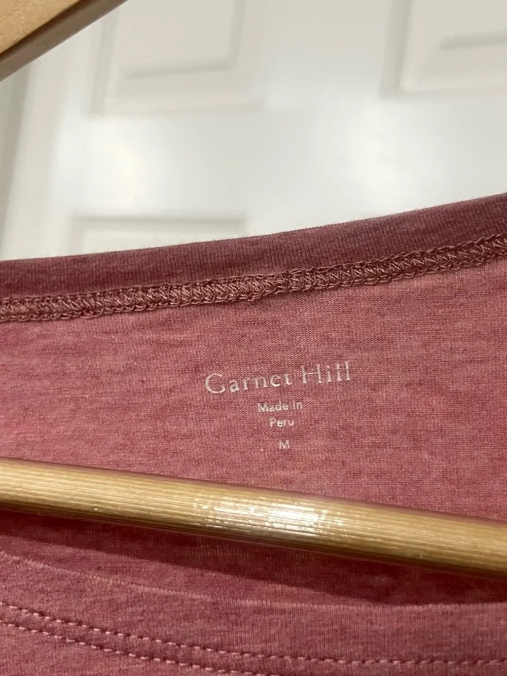 Garnet Hill | Dusty Rose Scoop Neck Long-Sleeve Organic Pima Cotton Tee - Picture 3 of 4
